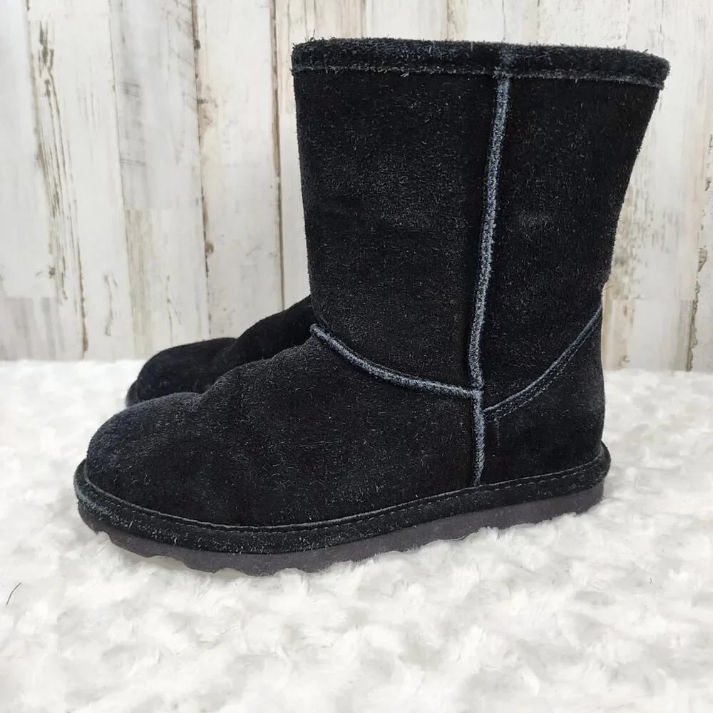 BearPaw Elle Cowhide Boots Black Size 4